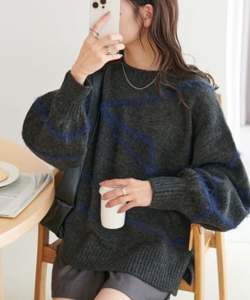 DISCOAT(ディスコート) 【WEB限定/ご好評につき今年も登場】メランジヤーン線柄プルオーバー