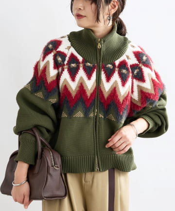 RIVE DROITE(リヴドロワ) 【モダンな印象】ノルディックニットブルゾン