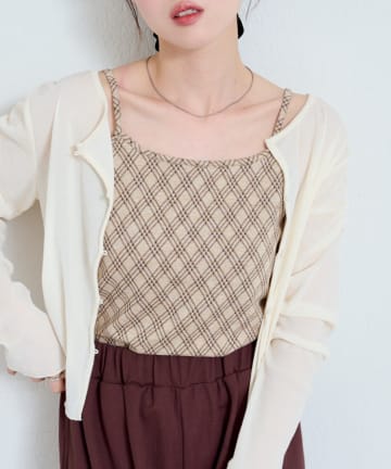 Kastane(カスタネ) 【カップ取り外し可】カップ付きチェックキャミ