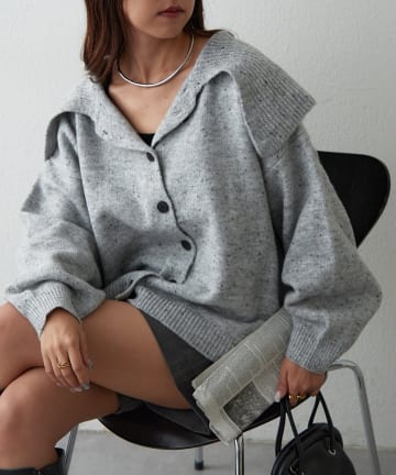 NICE CLAUP / OLIVE des OLIVE OUTLET(ナイスクラップ  / オリーブ デ オリーブ アウトレット) プチプラseries♡【RMAF】襟付きニットカーディガン