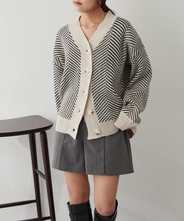 NICE CLAUP / OLIVE des OLIVE OUTLET(ナイスクラップ  / オリーブ デ オリーブ アウトレット) プチプラseries♡【RMAF】ジャガードニットカーディガン
