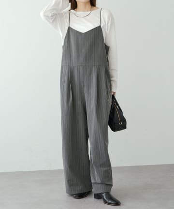 PUAL CE CIN(ピュアルセシン) 【セットアップ対応】ツータックストレッチサロペット