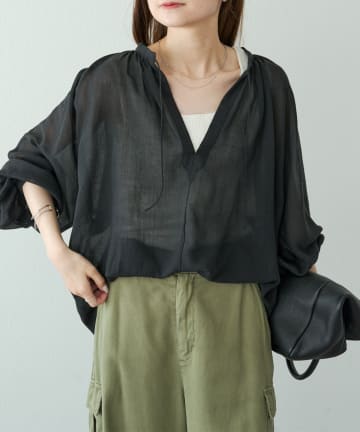 PUAL CE CIN(ピュアルセシン) シアーガーゼスキッパーブラウス