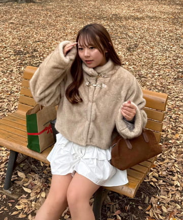 ビット付MIXファーショートジャケット