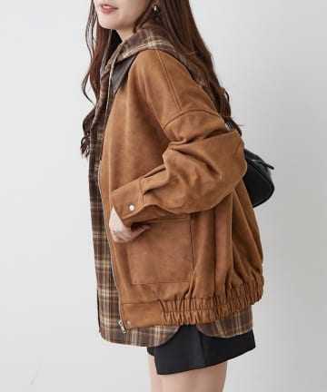 NICE CLAUP / OLIVE des OLIVE OUTLET(ナイスクラップ  / オリーブ デ オリーブ アウトレット) 【RMAF】衿合皮ステンカラーブルゾン