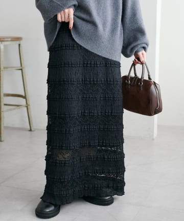 DISCOAT(ディスコート) 【コーデ格上げ】レース切替ナロースカート