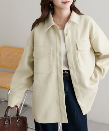 DISCOAT(ディスコート) 【軽アウター/手洗い◎】ウールライクシャツジャケット