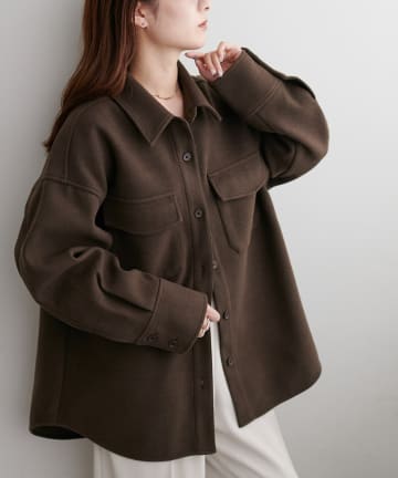 DISCOAT(ディスコート) 【軽アウター/手洗い◎】ウールライクシャツジャケット