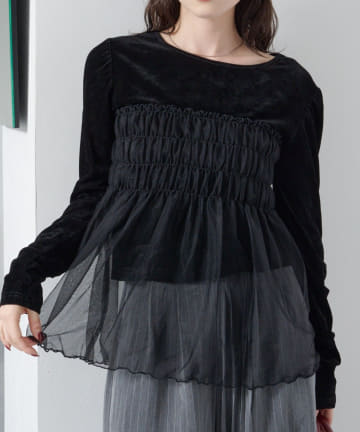 Kastane(カスタネ) ベロアチュールドッキングプルオーバー