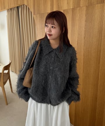 DISCOAT(ディスコート) 【＠akarichi_企画】シャギー衿付きカーディガン《WEB限定》