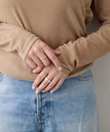 《インフルエンサーuchida企画/ステンレス》淡水パール3連リング