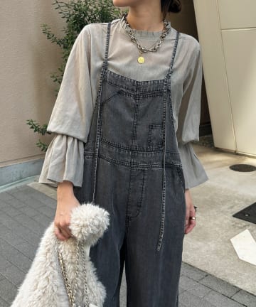 プリーツ襟袖フレアブラウス