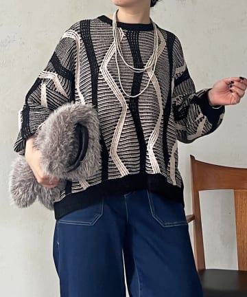 Croisiere(クロジエール) モールヤーン柄ニットプルオーバー