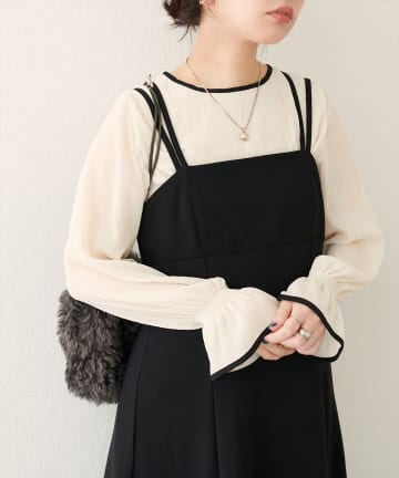 natural couture(ナチュラルクチュール) プリーツパイピングブラウス
