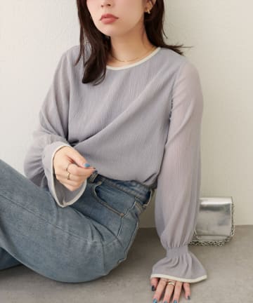 natural couture(ナチュラルクチュール) プリーツパイピングブラウス