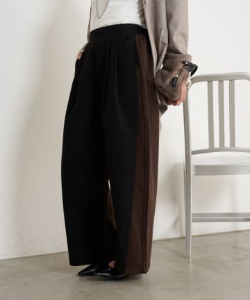 Jena　espace merveilleux(ジェナ　エスパスメルヴェイユ) 微起毛配色ワイドパンツ