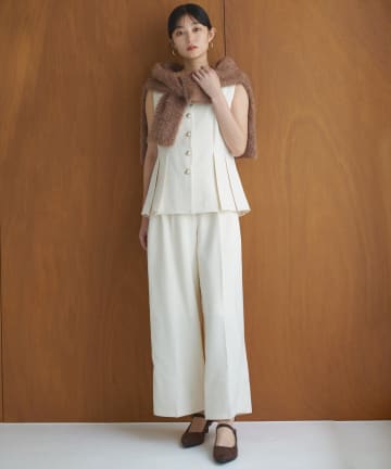 natural couture(ナチュラルクチュール) 【WEB限定】金釦タックワイドパンツ