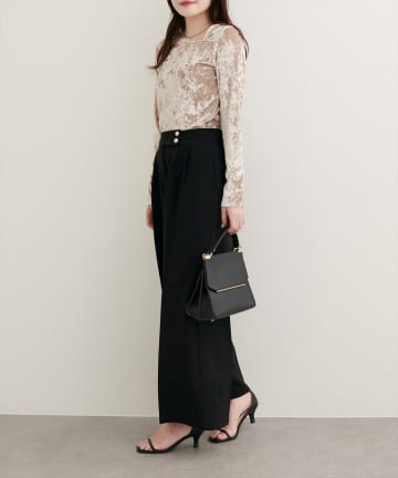 natural couture(ナチュラルクチュール) 【WEB限定】金釦タックワイドパンツ