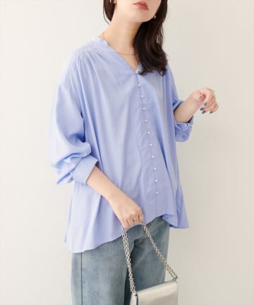 natural couture(ナチュラルクチュール) ボタン開きゆるシャツブラウス