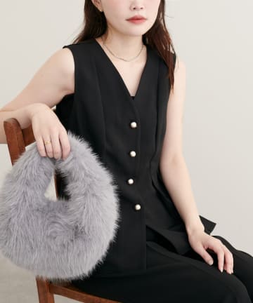 natural couture(ナチュラルクチュール) 【WEB限定】金釦ペプラムベスト