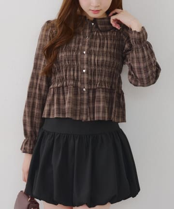 NICE CLAUP / OLIVE des OLIVE OUTLET(ナイスクラップ  / オリーブ デ オリーブ アウトレット) 【RMAF】シャーリングBIG衿ブラウス