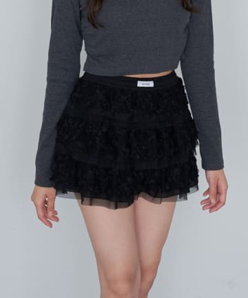 RAY CASSIN(レイカズン) レースティアードミニスカパン