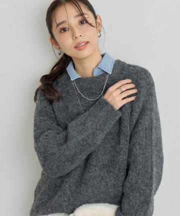 un dix cors(アンディコール) 《ふんわり暖か》アルパカタッチラグランニット