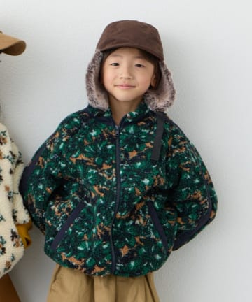 【WEB限定】【KIDS】【ユニセックス】総柄ボアブルゾン《ジュニアサイズあり》