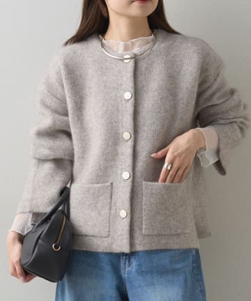 PUAL CE CIN(ピュアルセシン) Wフェイスニットノーカラージャケット