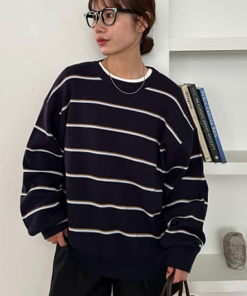 DISCOAT(ディスコート) 【ユニセックス】ボーダースムースニット