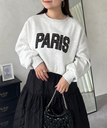 prose verse(プロズヴェール) PARISレオパードロゴ裏起毛スウェット