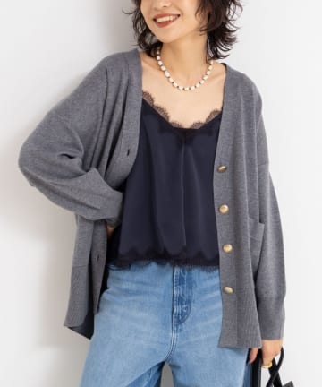 NOLLEY'S(ノーリーズ) 《手洗い可能》総針ビックVネックカーディガン