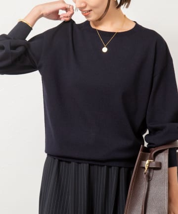 NOLLEY'S(ノーリーズ) 《手洗い可能》《アンサンブル対応》バウンドウールクルーネックプルオーバー