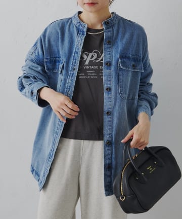 PUAL CE CIN(ピュアルセシン) コーンデニムバンドカラーデニムジャケット