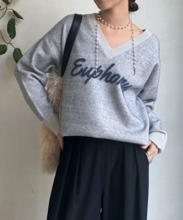 DOUDOU(ドゥドゥ) 【WEB限定】ロゴシャギーニット