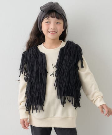 CIAOPANIC TYPY(チャオパニックティピー) 【KIDS】【ジュニアサイズあり】洗える手編みタッチフリンジニットベスト