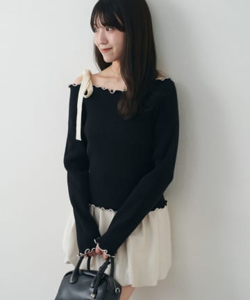 mline(エムライン) [mline]ショルダーリボンニット