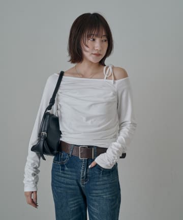 mline(エムライン) [mline]ドロストオフショルカットソー