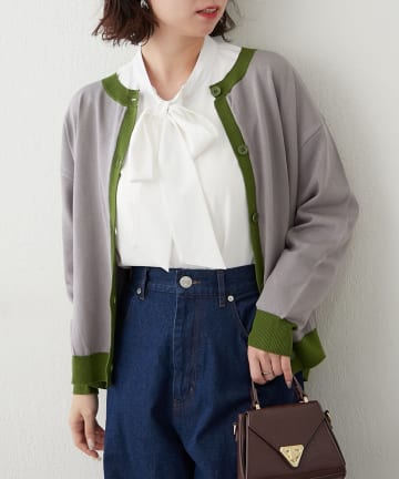 Remind me and forever(リマインドミーアンドフォーエバー) 【秋素材にアップデート】配色クルーカーディガン