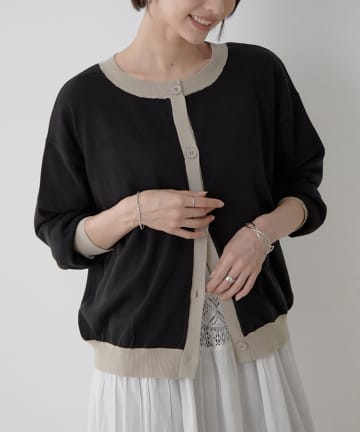 Remind me and forever(リマインドミーアンドフォーエバー) 【秋素材にアップデート】配色クルーカーディガン