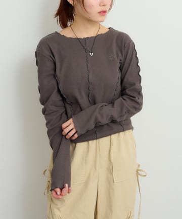 w closet(ダブルクローゼット) 刺繍メロウリブトップス