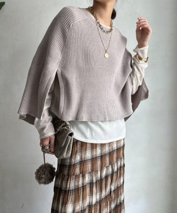 DOUDOU(ドゥドゥ) 【WEB限定】モールニットポンチョ