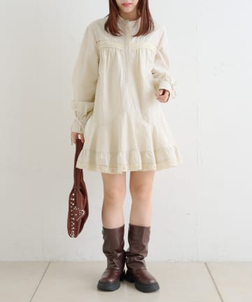w closet(ダブルクローゼット) ストライプミニシャツワンピ