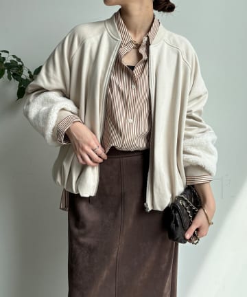 DOUDOU(ドゥドゥ) 【WEB限定】裏毛×ボア切替ブルゾン