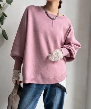 DOUDOU(ドゥドゥ) アシメラウンドニットプルオーバー