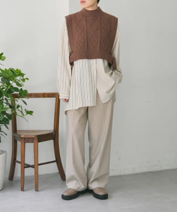 ear PAPILLONNER(イア パピヨネ) 《別々にも着れる》ニットベストコンビシャツ【SUM1 STYLE(スミスタイル)】