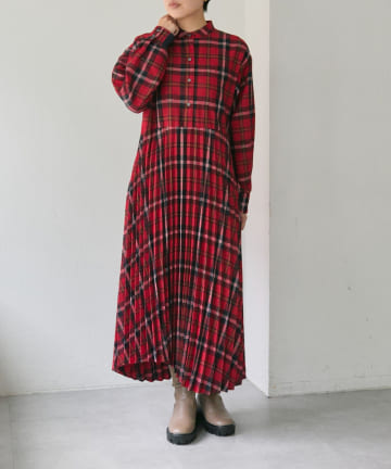 ear PAPILLONNER(イア パピヨネ) 《動画あり/1枚で決まる》チェックプリーツワンピース【SUM1 STYLE(スミスタイル)】