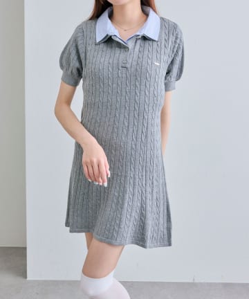 NICE CLAUP / OLIVE des OLIVE OUTLET(ナイスクラップ  / オリーブ デ オリーブ アウトレット) 【OLIVEdes OLIVE】2枚衿ポロワンピ