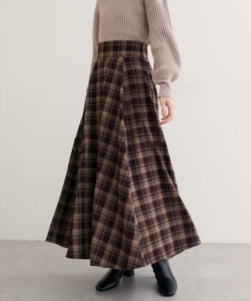 natural couture(ナチュラルクチュール) 【WEB限定】ハイウエストサーキュラーチェックスカート