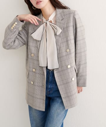 natural couture(ナチュラルクチュール) 【WEB限定】べこべこ金釦テーラージャケット